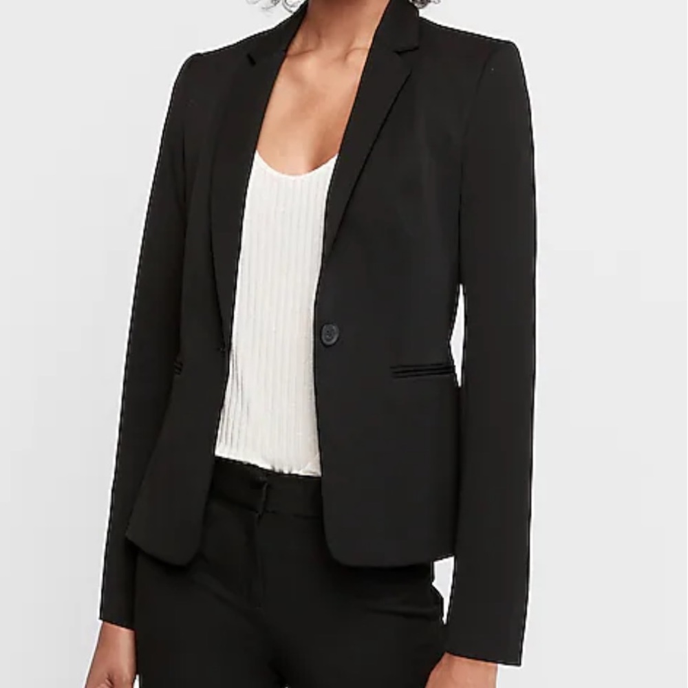 Express Notch Collar One Button Black blazer size 8